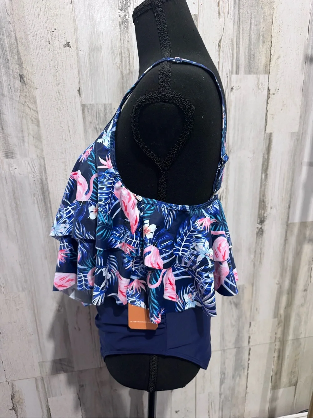 Plus Size Navy & Pink Flamingo Two-Piece Swim Bikini